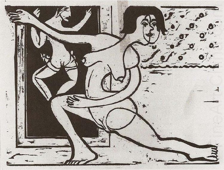 Ernst Ludwig Kirchner Practising dancer - Wood-cut china oil painting image